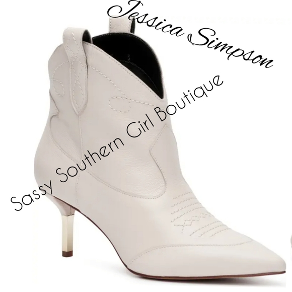 🆕⭐ Jessica Simpson Ivory white western bootie - Picture 1 of 12